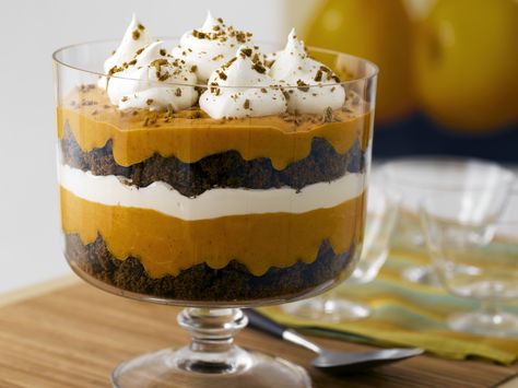 Pumpkin Gingerbread Trifle Recipe : Paula Deen : Food Network - FoodNetwork.com Holiday Appetizers Thanksgiving, Gingerbread Trifle, Thanksgiving Desserts Pumpkin, Pumpkin Trifle, Pumpkin Gingerbread, Trifle Recipe, Thanksgiving Desserts, Pumpkin Dessert, Pumpkin Chocolate