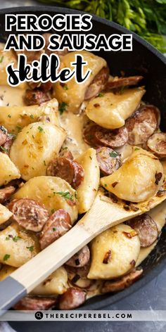 Food and Drink: #foodie, #recipes, #cooking, #food inspiration Pierogi And Kielbasa Sheet Pan Dinner, Crockpot Recipes Perogies, Kiebalsa And Pierogies, Pierogies And Kabasa Recipes, Perigee And Sausage, Smokie Recipes Sausages, Italian Sausage And Perogies Recipes, Perogie Dinner Ideas Dishes, Italian Sausage And Pierogies