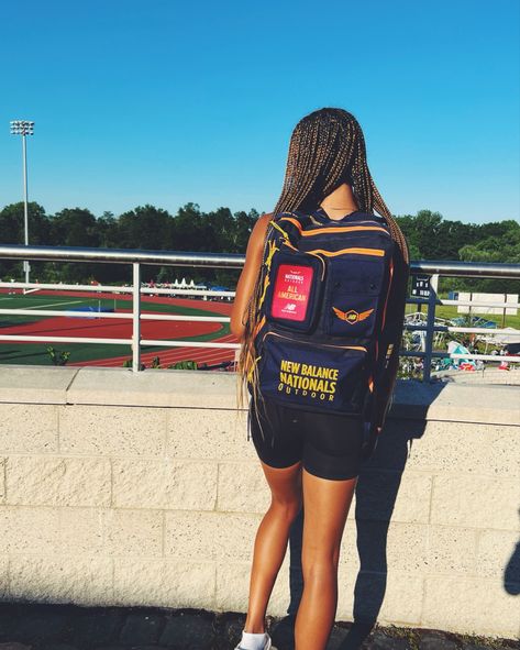 New Balance Nationals Track, New Balance Backpack, Vision Board Track And Field, Track Aesthetic Black Women, Track Meet Aesthetic, Track Poses, Track Bag, Track Szn, Track Star