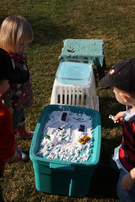 Transportation Projects For Preschool, Toy Car Wash, Sensory Water, Cream Car, Wash Station, Happy Hooligans, Plastic Bin, Glass Pan, Stool Table