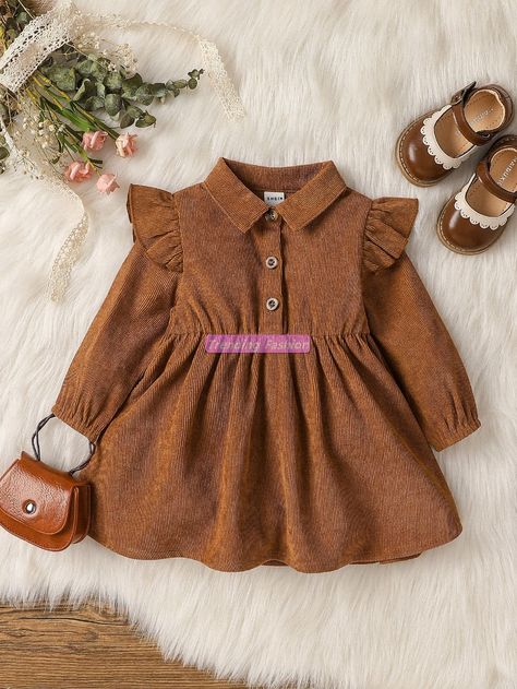 New Collection of Baby Frocks Has Arrived on 30% Discount For More Designs Click Here https://youtu.be/vyt3pb-iu3Q Woollen Dresses, Corduroy Shirt Dress, Kids Corduroy, Style Anglais, Baby Girls Dresses, Long Sleeve Collared Dress, Baby Frocks Designs, Plain Shirt, Kids Clothes Boys