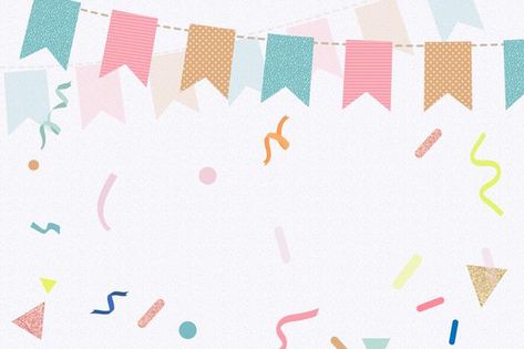 White festive background, cute bunting b... | Free Vector #Freepik #freevector #background #ribbon #birthday #new-year Anime Happy Birthday, Vintage Ribbon Banner, Birthday Background Design, Festive Background, Doodle Borders, Pastel Birthday, Birthday Party Background, Background Cute, Birthday Cartoon