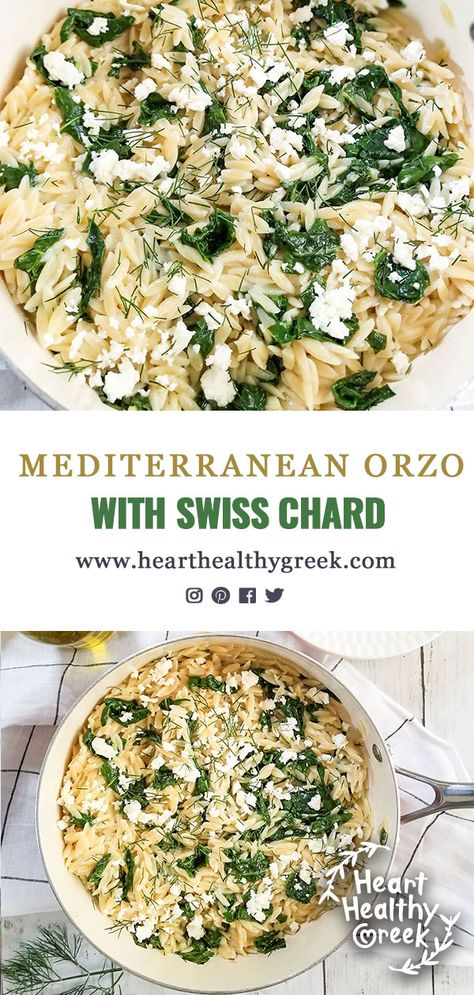 Swiss Chard Orzo, Recipe Swiss Chard, What To Do With Swiss Chard, Recipes For Swiss Chard, Swiss Chard Pasta, Chard Recipes Healthy, Swiss Chard Recipe, Swiss Chard Recipes Easy, Healthy Greek Recipes