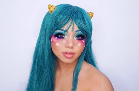 dovahthicc on X: "⭐️ L U M 💫 I N V A D E R ⭐️ Lum Invader ‘Cosplay’ from Urusei Yatsura. I haven’t cosplayed in years and I miss it! definitely doing more character looks, suggestions are welcome! 💖 https://t.co/HnpfeYS1Pj https://t.co/WkbAJd5yTD" / X Gradient Makeup, Lum Invader, Urusei Yatsura, Pink Gradient, White Stars, Teal And Pink, Face Painting, Carnival Face Paint, Halloween Face Makeup