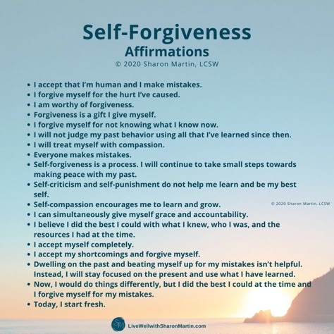 Seeking Self-Forgiveness - Live Well with Sharon Martin Forgiveness Affirmations, Stop Criticizing, Forgive Yourself Quotes, Sharon Martin, Forgive Yourself, Forgiveness Quotes, Healing Affirmations, Self Love Affirmations, Positive Self Affirmations