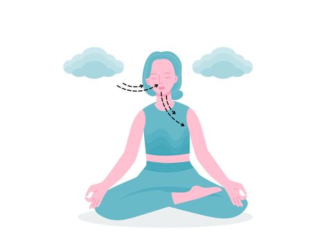 Breathing Illustration, Breath Illustration, Meditation Illustration, Breathing Art, Woman Meditating, Breathing Meditation, Meditation Art, Drawing Quotes, Paper Illustration