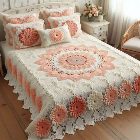 Modern Crochet Ideas, Crochet Bedsheet, Bedsheets Designs, Crochet Bedsheets, Crochet Bed, Advanced Crochet, Yarn Flowers, Stylish Crochet, Crochet Quilt