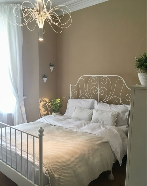 White Vintage Bed Frame, Cama Ikea, Vintage Bed Frame, White Bed Frame, Pastel Room, White Bed, Redecorate Bedroom, Minimalist Room, Wall Bedroom