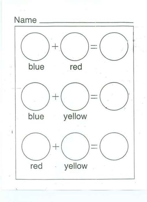 Color Mixing Worksheet, Elementary Projects, Color Wheel Worksheet, Coloring Worksheets For Kindergarten, Color Worksheets For Preschool, Teaching Addition, Color Lessons, Color Wheels, Primary And Secondary Colors