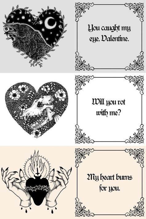 Creepy Valentines Cards, Gothic Valentines Day Cards, Goth Valentines Day Card, Vampire Valentines Day, Cryptid Valentine, Creepy Valentines Art, Valentines Cards Aesthetic, Horror Valentines Cards, Dark Valentines Aesthetic