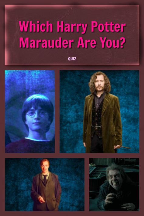 The Marauders are a group of four Gryffindor students: Moony, Wormtail, Padfoot, and Prongs. Which one of them are you most like? Take this quiz to find out! Which Marauder Are You, Marauders Quiz, Moony Wormtail Padfoot And Prongs, Marauders Cast, Padfoot And Prongs, Harry Potter Test, Marauders Fan Art, Harry Potter Quiz, Group Of Four