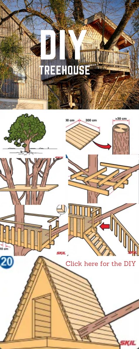 Building Tree House, Backyard Treehouse Ideas, How To Build A Tree House, How To Build A Treehouse, Easy Diy Treehouse, Cool Tree Houses For Kids, Treehouse Diy, Pallet Tree Houses, Kids Garden Play Area