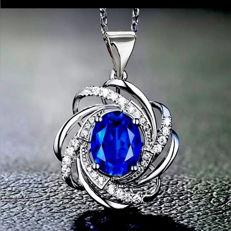 Elegant And Exquisite! Excellent For Birthday Gift Or Any Special Occasion قلادات متدلية, Halloween Fest, Engagement Necklaces, Celtic Knots, Necklace For Girlfriend, Gem Necklace, Sapphire Pendant, Flower Pendant Necklace, Birthday Jewelry Gift