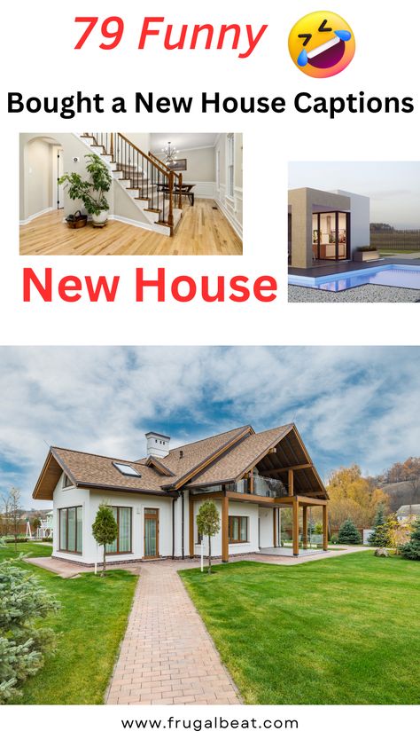 Want to flaunt your new house with funny captions? Get the funniest new house captions. #NewHouse #RealEstate #NewHome First Home Captions Instagram, New House Captions Instagram, New Home Captions Instagram, Funniest Captions, New House Pictures, Money Captions, House Pictures, Captions For Instagram, Funny New