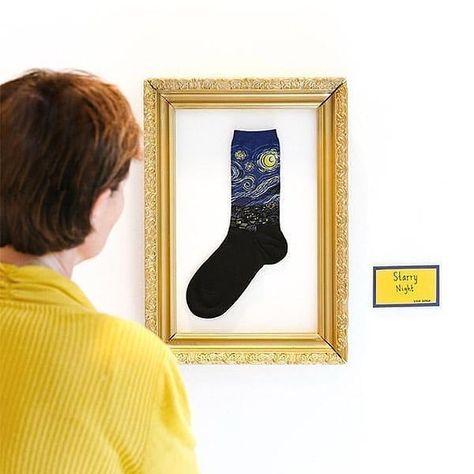 Social Media Clothes, Socks Photoshoot, Painting Starry Night, Socks Photography, Sock Store, Most Famous Paintings, Art Socks, Sock Outfits, Sock Drawer