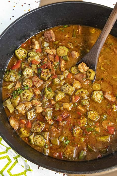 Okra Gumbo Recipe, Gumbo Soup Recipe, Gumbo Recipe Okra, Tasso Ham, Turkey Gumbo, Okra Soup Recipe, Easy Gumbo, Gumbo Recipe Easy, Dark Roux