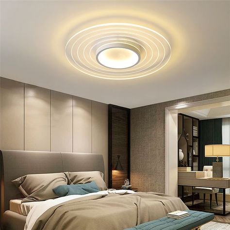 Dimmable Led Ceiling Lights, Golden Lamps, Modern Ceiling Lamps, Black Lampshade, Led Design, Bedroom Ceiling, Bedroom Ceiling Light, Led Flush Mount, Black Lamps