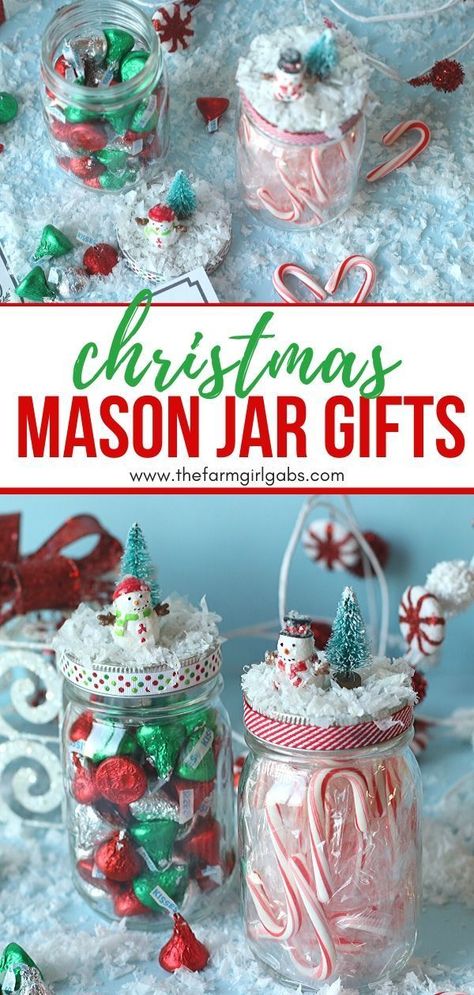 Christmas Mason Jar Gifts, Diy Mason Jar Gifts Christmas, Mason Jar Gifts Recipes, Christmas Jar Gifts, Mason Jar Candy, Mason Jar Christmas, Mason Jar Christmas Crafts, Christmas Mason Jars Diy, Christmas Candy Jars