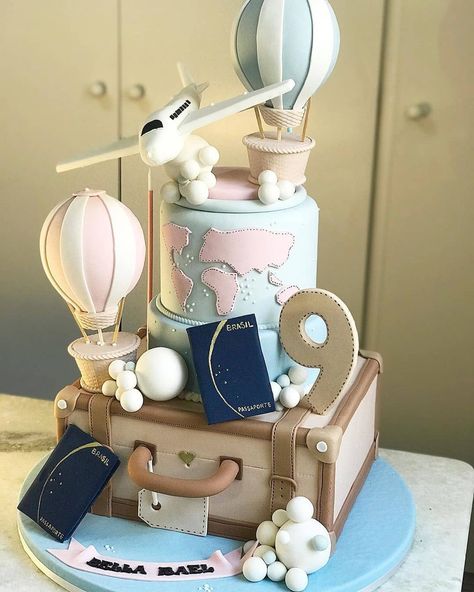 Traveler Cake, Airplane Birthday Party Decorations, Airplane Birthday Cakes, Travel Themed Baby Shower, Cake Paris, 14th Birthday Cakes, Our Greatest Adventure, Travel Baby Shower Theme, Baby First Birthday Themes