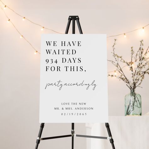 Married Couple Wedding Reception Welcome Sign. We Have Waited Wedding Sign, Reception Entrance Sign, We’ve Waited Party Accordingly, Wedding Sign Display, Must Have Wedding Signs, Wedding Sign For Ceremony, Party Accordingly Wedding Sign, Canva Wedding Signs, Creative Wedding Signage