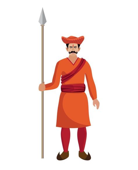 Indian hindu maratha traditional soldier, warrior standing with spear vector Chatrapati Shivaji Maharaj Wallpapers, Wedding Design Background, Indian Wedding Cards Ideas, Shivjayanti Banner, Rajmata Jijau, Maratha Warriors, Castle Bedroom Kids, Marriage Wall Art, Food Festival Poster