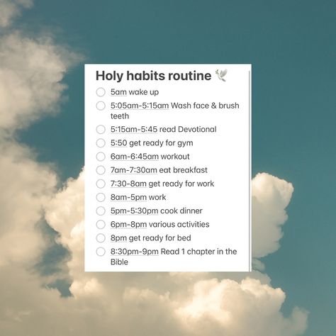 Steal my Daily routine! 🕊️✨✝️ - wake up early - move your body daily - read your Bible - eat good food Anything I’m missing? 👇 #holyhabits #routine #morning #workout #christian #faithjourney Mom Morning Routine, Read Your Bible, My Daily Routine, Wake Up Early, Daily Reading, Move Your Body, Morning Workout, Face Brush, How To Wake Up Early