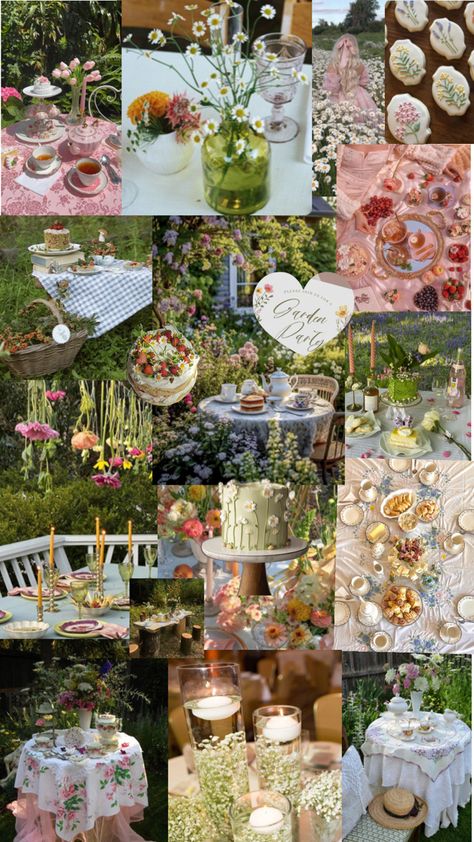 Cottage Core Garden Party Aesthetic 18th Birthday Celebration, Cottage Core Garden, 18th Birthday Party Themes, Sweet Sixteen Birthday Party Ideas, Sweet 16 Themes, Fairy Garden Birthday Party, Core Memory, Garden Party Theme, Fairy Tea Parties