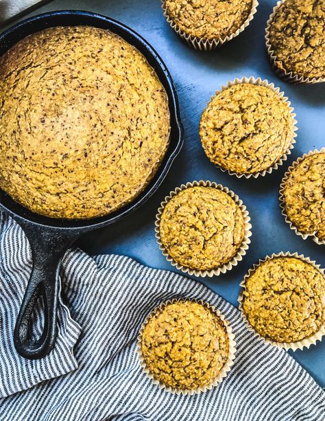 Pumpkin Cornbread & Buckwheat Muffins Dairy Free Pumpkin Recipes, Pumpkin Cornbread Muffins, Buckwheat Muffins, Pumpkin Cornbread, Gluten Free Pumpkin Recipes, Buckwheat Bread, Skillet Bread, Dairy Free Pumpkin, Vegan Pumpkin Recipes