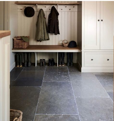 How To Clean Stone, Limestone Floor Tiles, Flagstone Flooring, Limestone Flooring, Mudroom Design, Natural Stone Flooring, Limestone Tile, Boot Room, Laundry Mud Room