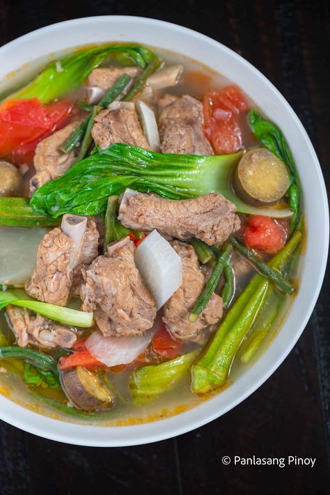 Porknigang (Sinigang na Baboy) Ribs Soup Recipe, Sinigang Na Baboy Recipe, Pork Ribs Soup, Cooking Pork Ribs, Pork Sinigang, Sinigang Recipe, Ribs Soup, Philippine Cuisine, Pork Spare Ribs