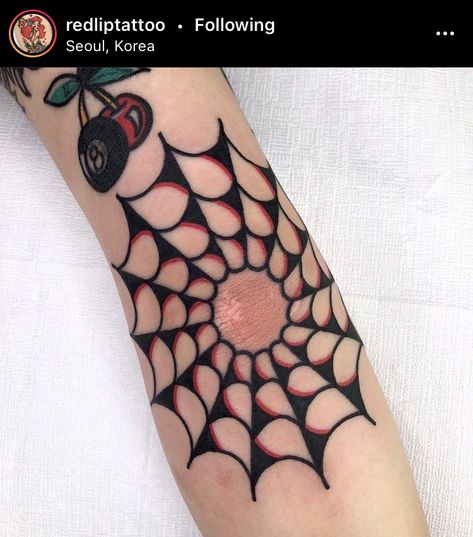 Spiderweb Elbow Tattoo, Spider Web Tattoo Elbow, Traditional Butterfly Tattoo, Spider Web Tattoo, Traditional Tattoo Inspiration, American Traditional Tattoo Ideas, Traditional Tattoo Ideas, Elbow Tattoo, Traditional Style Tattoo