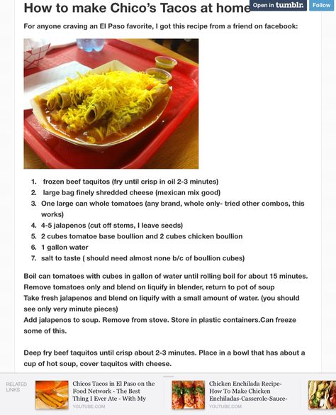 Chico's Tacos Chicos Tacos Sauce Recipe, Chicos Tacos Recipe, Chicos Recipe, Taco Sauce Recipes, Hatch Green Chili Recipe, Taco Sauce, Tomato Sauce Recipe, Mexican Cooking, Hispanic Food