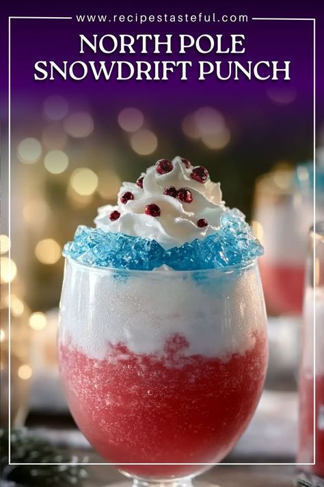 This North Pole Snowdrift Punch is a delightful holiday drink, bringing the frosty charm of the North Pole right to your party! With a creamy coconut base, a hint of mint, and a light sparkle from soda, this refreshing punch is perfect for Christmas gatherings and winter celebrations. Top it off with marshmallows and edible glitter for a snowy, festive look! Northern Lights Christmas Punch, Refreshing Punch, White Chocolate Shavings, Xmas Recipes, Light Drinks, Holiday Drink, Christmas Punch, Punch Recipe, Vanilla Syrup