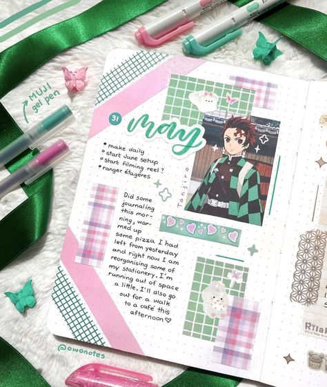 Tanjiro Journal, Bullet Journal Flip Through, Decorating Notebooks, Note Templates, Anime Cake, Anime Journal, Diary Decoration, Anime Printables, Creative Gifts For Boyfriend