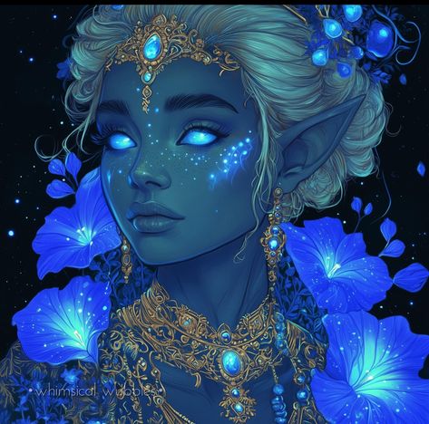 Ensnared Fan Art, Night Elf Art, Fairytale Creatures, Night Elf, Blue Hibiscus, Elf Art, Angels And Demons, Space Opera, Character Creation