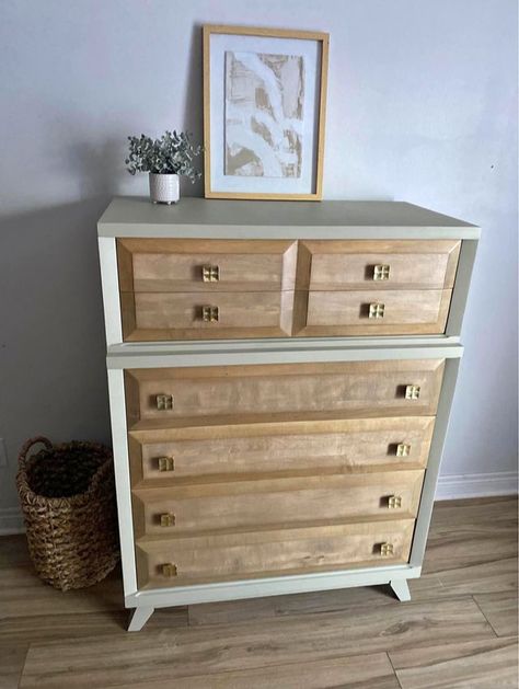 2 Toned Dresser, Dresser Ideas, Refinish Furniture, Furniture Flipping, Tall Boy, Furniture Flip, Refinished Furniture, Tall Boys, Furniture Restoration