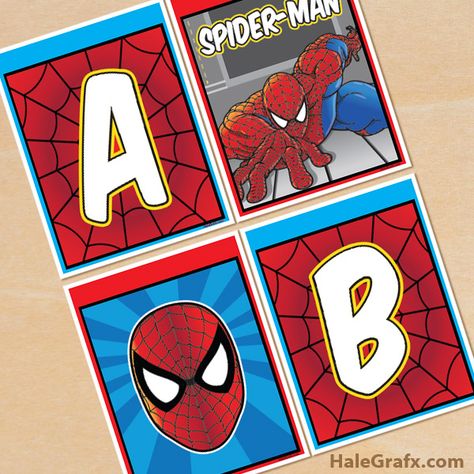 FREE Printable Spider-man Alphabet Banner Pack Spiderman Letters, Spiderman Printables, Spiderman Theme Party, Spiderman Birthday Party Decorations, Spider Man Birthday, Happy Birthday Banner Printable, Printable Birthday Banner, Printable Banner Letters, Diy Birthday Banner