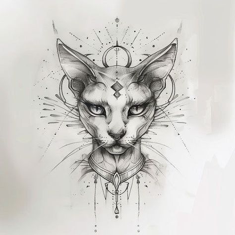 Bastet Tattoo Design, Bastet Tattoo, Egyptian Cat Tattoos, Tattoo Gato, Traditional Mehndi, Tattoo 2024, Scale Tattoo, Egypt Tattoo, Elbow Tattoos