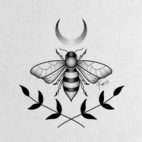 Bee Tattoos, Crescent Moon Art, Celestial Tattoo, Clever Tattoos, Japan Tattoo Design, Bee Tattoo, Japan Tattoo, Small Tattoos For Guys, Anime Tattoos