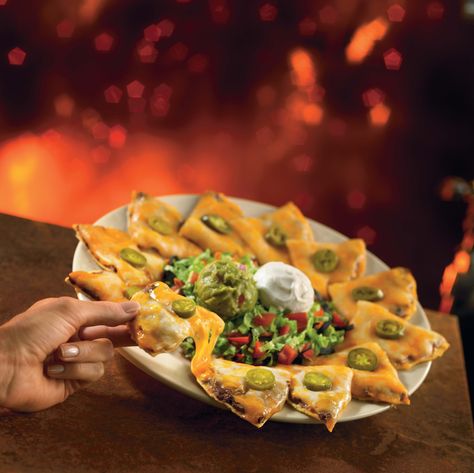 Classic Nachos: With melted cheese, jalapenos, beans, queso and hint of seasoned beef. Served with house-made pico de gallo and sour cream. Classic Nachos Recipe, Chilis Queso, Classic Nachos, Cheese Nachos, Family Restaurant, Nachos Recipe, Casual Dining, Hearty Meals, Melted Cheese