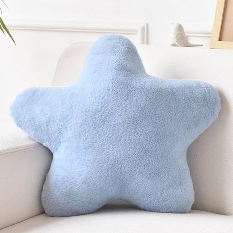 Amazon.com: Xiashrk Star Pillow, Decorative Throw Pillows for Bed Couch, 19.6" Star Shaped Pillow Plush Floor Cushions Room Decor Pillow with Soft Faux Rabbit Fur for Sofa Bedroom Living Room : Home & Kitchen Fluffy Pillows Blue, Living Room Grey Blue, Bed Balcony, Throw Pillows For Bed, Funky Throw Pillows, Pillows Blue, Pillows For Bed, Star Pillow, Blue Pillows Decorative