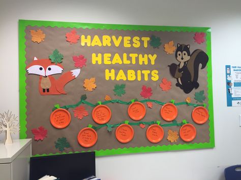 Thanksgiving Nurse Bulletin Board, Nursing Bulletin Board Ideas Hospital Fall, School Nurse Bulletin Boards, Fall Nurse Bulletin Board, Healthcare Bulletin Board Ideas, Clinic Bulletin Board Nurse Office, School Nurse Fall Bulletin Boards, School Nurse Bulletin Board Elementary, School Nurse Posters