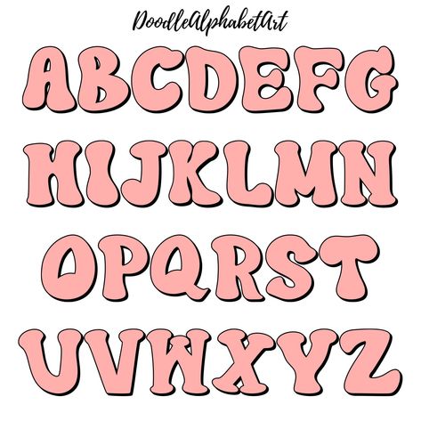 Different Letter Fonts, Scrapbooking Letters, Cute Fonts Alphabet, Chick Shirt, Bubble Letter Fonts, Groovy Art, Font Png, Creative Book Covers, Colored Bubbles