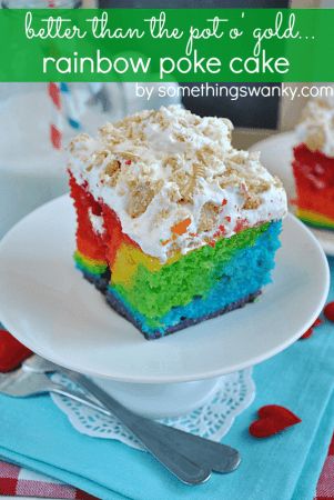 Rainbow Cake Rainbow Poke Cake, Poke Cake Recipes, Poke Cakes, Rainbow Food, Poke Cake, Easy Baking Recipes, Rainbow Cake, Let Them Eat Cake, Easy Baking