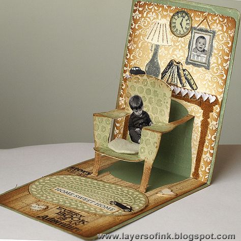 Reading Chair Pop-Up Tutorial | I just posted a step-by-step… | Flickr Pop Up Cards Tutorial, Arte Pop Up, Pop Up Design, Pop Up Books, Anniversaire Harry Potter, Pop Up Art, Paper Pop, Interactive Cards, Reading Chair