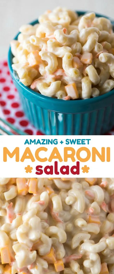 Sweet Macaroni Salad Recipe, Sweet Macaroni Salad, Sweet Pasta Salads, Pickle Pasta Salad Recipe, Best Macaroni Salad Recipe, The Best Macaroni Salad, Cheddar Cheese Recipes, Easy Macaroni Salad, Classic Macaroni Salad