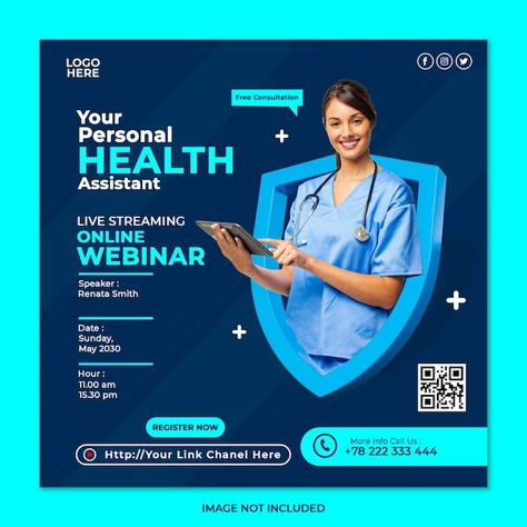 Healthcare Ads, Webinar Design, Health Ads, Medical Posters, New Hospital, Social Media Post Template, Social Media Poster, Medical Design, Digital Marketing Business