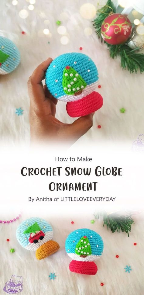 This Crochet Snow Globe Ornament is such a cute decoration piece to add to your christmas tree or just hang on a window. The pattern includes lots of detailed instruction to help you get the best result. This would make a lovely gift for anyone who loves handmade gifts and crafts or just loves snowglobes! Crochet Snowglobe, Crochet Snow Globe, Snow Globe Ornament, Crochet Christmas Ornaments Free, Crochet Ornament Patterns, Vintage Christmas Crafts, Crochet Snowman, Gifts To Make, Crochet Xmas