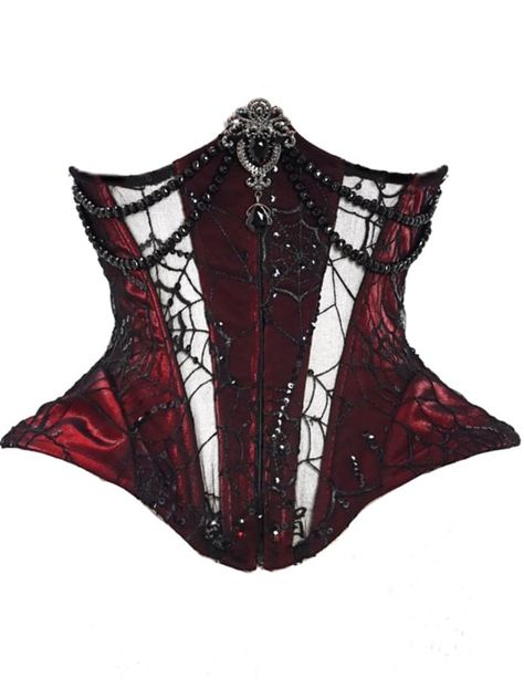 Red Vampire, Velvet Outfit, Gothic Spider, Skirt Corset, Goth Corset, Boned Corsets, Victorian Goth, Velvet Clothes, Gothic Outfits