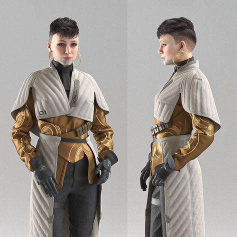 Sci Fi Dress, 3d Concept Art, Sci Fi Costume, Sci Fi Clothing, Armor Design, Jedi Sith, Sci Fi Fashion, Alien Character, 3d Concept